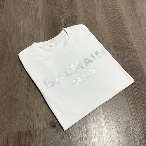 Camiseta manga corta BALMAIN PARIS PLATEADO