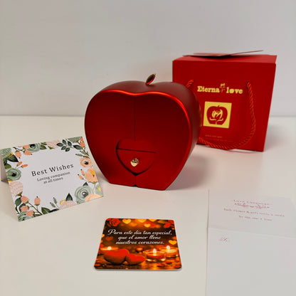 ROSA ETERNA CON COLLAR EN CAJA CORAZON