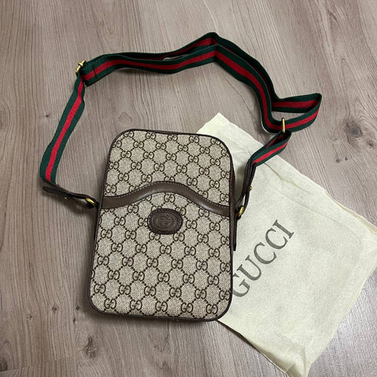 BANDOLERA GUCC MONOGRAMA MARRON VERTICAL