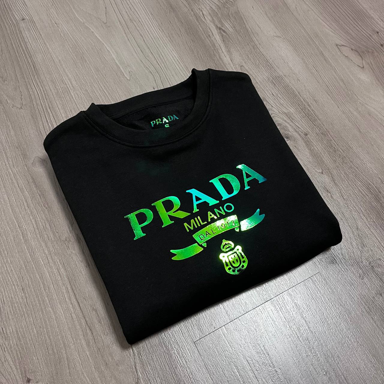 SUDADERA PRADA LOGO EFECTO HOLOGRAFICO