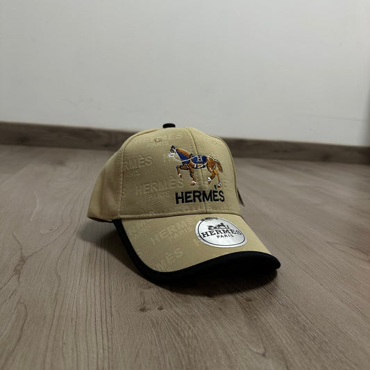 GORRA HERMES BEIGE/NEGRO