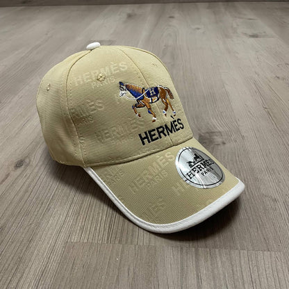GORRA HERMES BEIGE/BLANCO