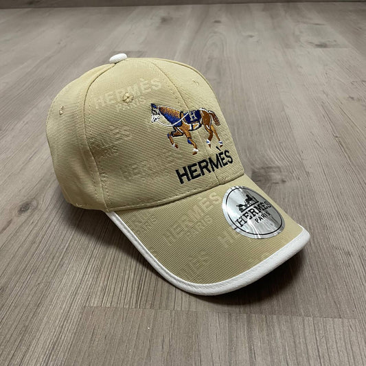 GORRA HERMES BEIGE/BLANCO